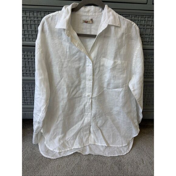 NWOT Faherty women’s Laguna Linen Relaxed Shirt - White, $158 XS F45 - Picture 4 of 10